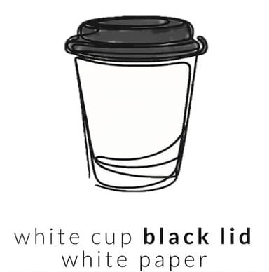 White Cup Black Lid — White Paper