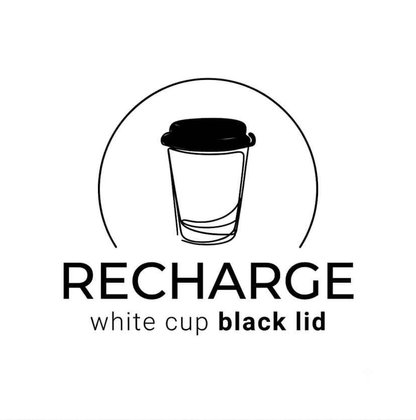 Recharge by White Cup Black Lid